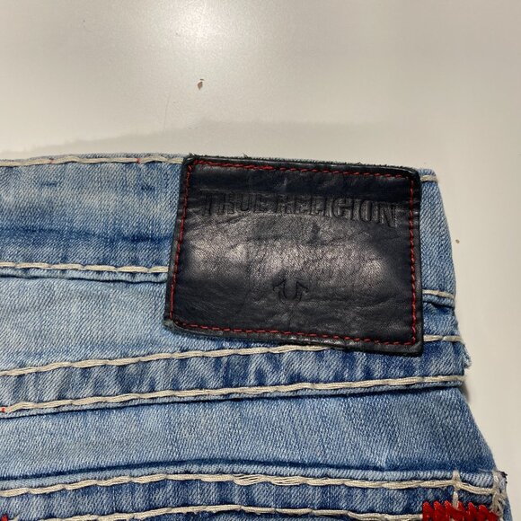 True Religion Ricky w/ Flaps Red Stitch Relaxed Straight Leg Jeans mens 38x32 - Picture 11 of 15